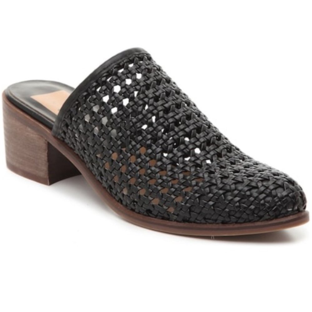 NWOT Dolce Vita Cady Weave Woven Block Heel Mule Black Size 7